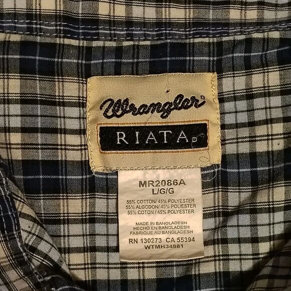 Wrangler Riata Plaid Button Down Long Sleeve Shirt Mens Large - Picture 3 of 9